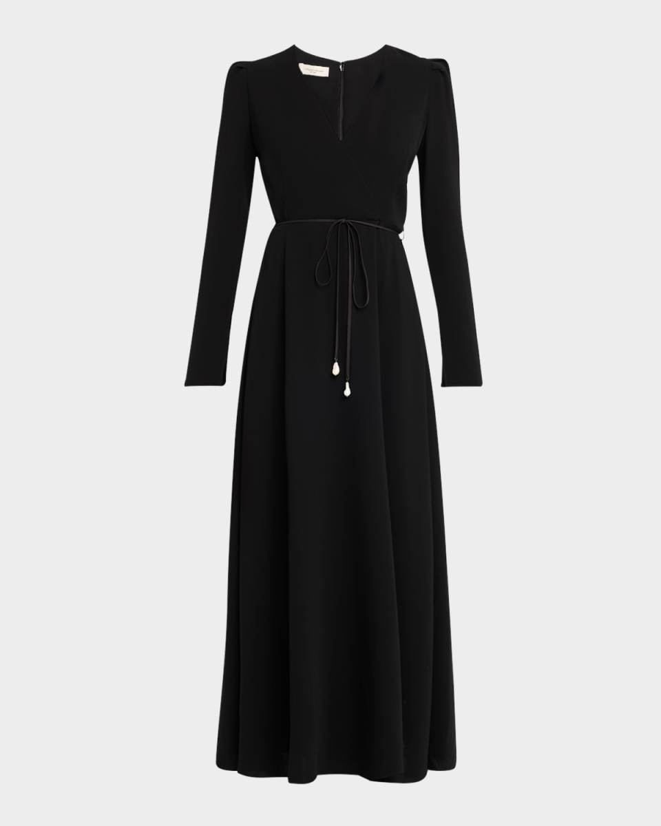 Belted Pearl-Embellished Gown